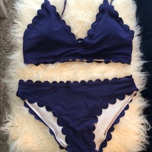 NEW Navy blue scalloped bikini